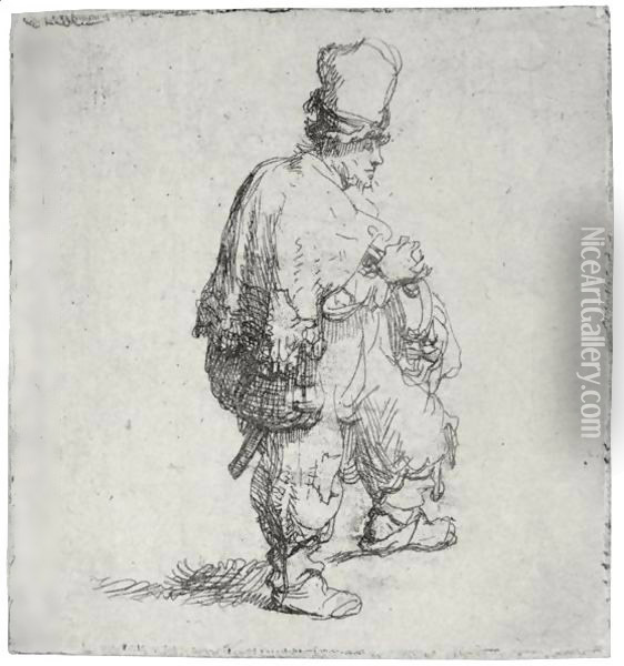 Polander Standing With Arms Folded Oil Painting - Rembrandt Van Rijn