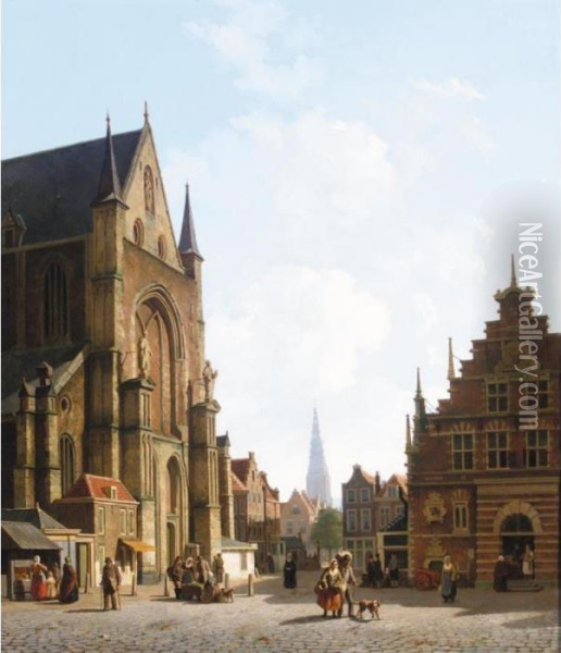 Grote Market, Haarlem Oil Painting - Johannes, Jan Rutten