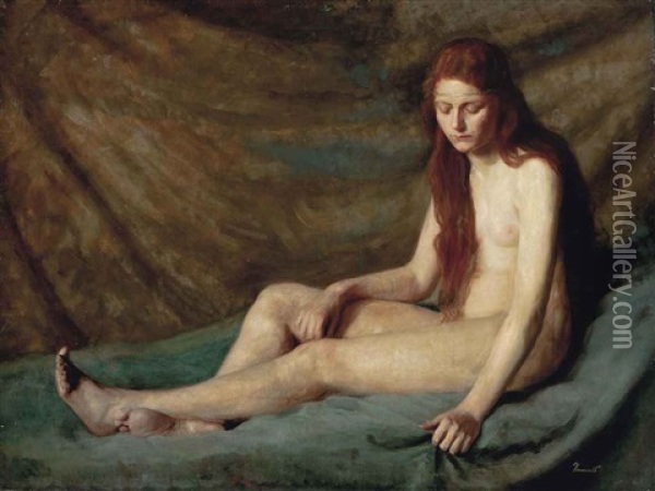 An Auburn Haired Maiden Oil Painting - Caesar Kunwald