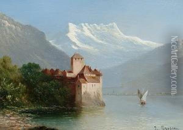 Lake Geneva Oil Painting - Hubert Sattler
