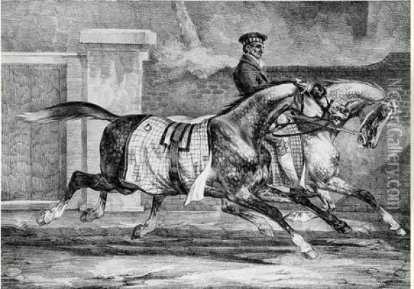 Horses Exercising. 1821. Oil Painting - Theodore Gericault