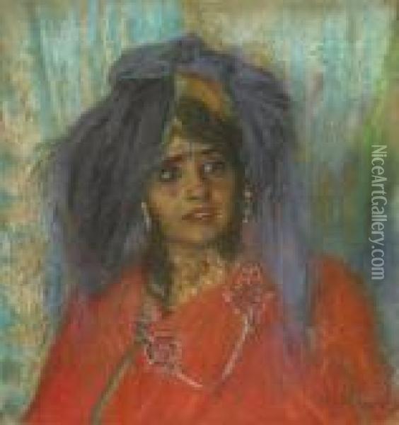 Marocaine Aux Bijoux Oil Painting - Lucien Levy-Dhurmer