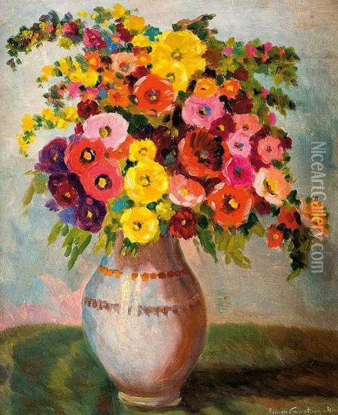 Kwiaty W Wazonie Oil Painting - Anna Z Sapiehow Ks. Czartoryska