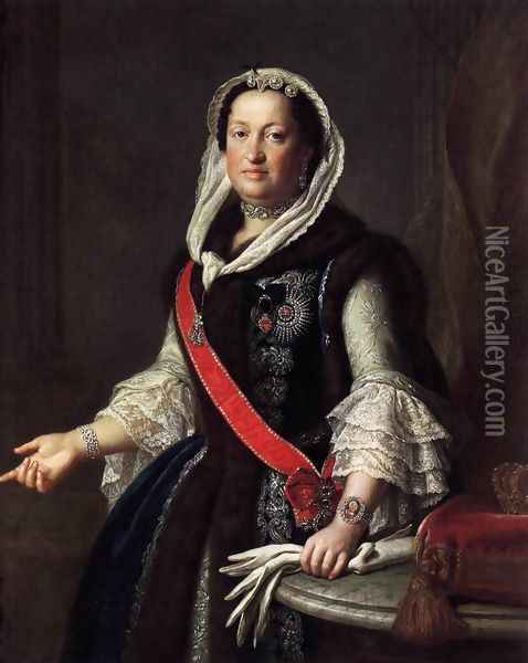 Queen Maria Josepha, Wife of King Augustus III of Poland 1755 Oil Painting - Pietro Antonio Rotari