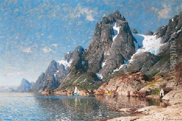 Seilbater Pa Fjorden Oil Painting - Adelsteen Normann