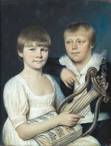 Portrait of Anthony and Eliza Strutt Oil Painting - James Sharples
