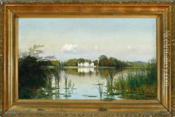 A Danish Summer Landscape By Hvidkilde Manor Oil Painting - Hans Gabriel Friis
