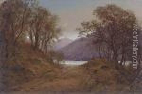 A Moonlit Loch Oil Painting - Waller Hugh Paton