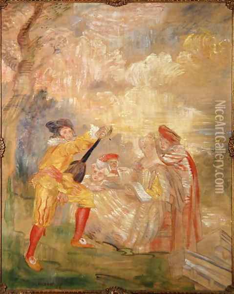 The Music Lesson after Watteau, 1882 Oil Painting - James Ensor