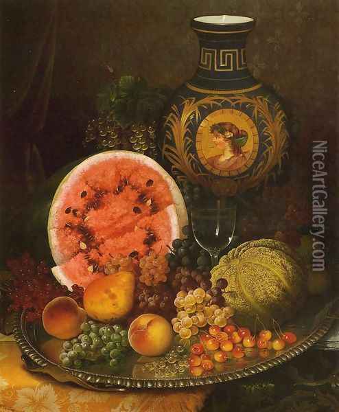 Still Life with Fruit and Vase Oil Painting - William Mason Brown