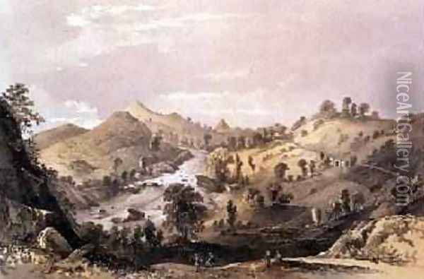 Adams Peak from the Ambogammoa Road at Pushbage Ceylon 1864 Oil Painting - Captain C. O'Brien