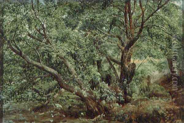Trees by a Stream Oil Painting - Alexander Ivanov