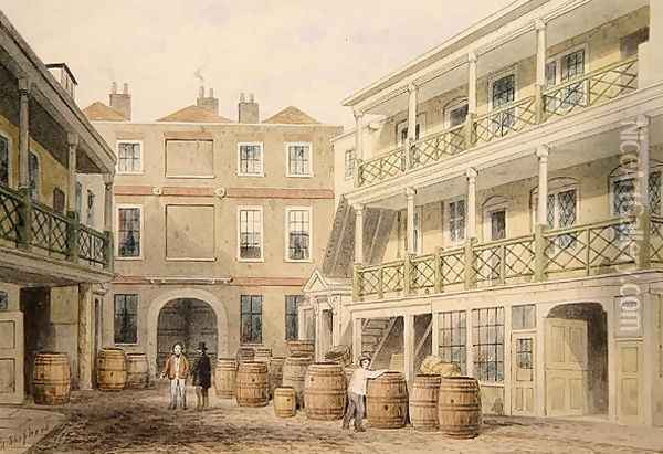 The Bell Inn, Aldersgate Street, 1851 Oil Painting - Thomas Hosmer Shepherd