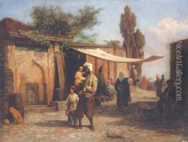 Oriental Street Scene Oil Painting - Franz Xavier Kosler