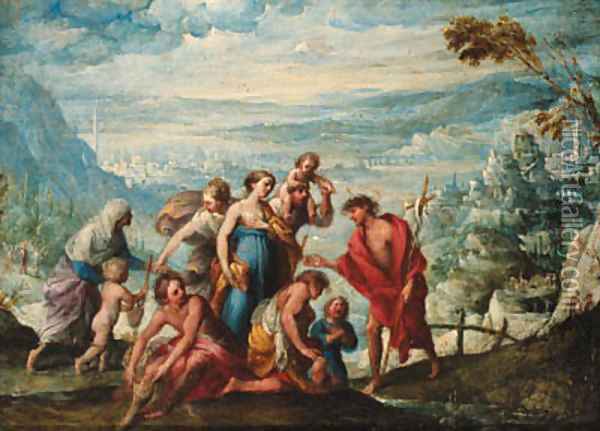The Baptism of Christ Oil Painting - Giovanni Andrea Donducci (see MASTELLETTA)