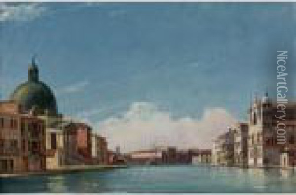 View Of The Grand Canal, Venice, Looking Southwest Oil Painting - Jules Romain Joyant