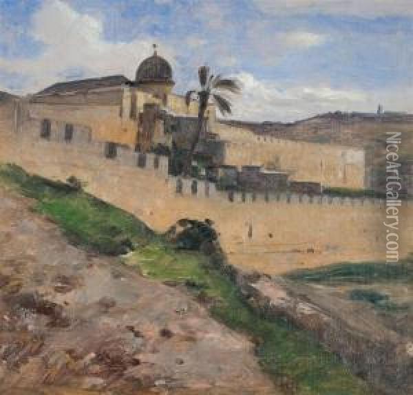 Jerusalem Walls Oil Painting - Auguste Louis Veillon