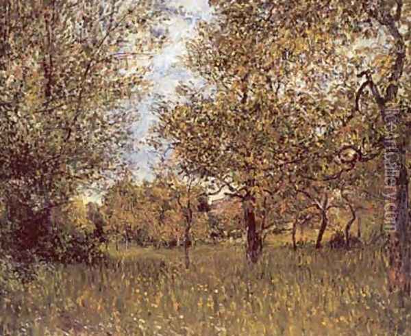 The Small Meadow at By Oil Painting - Alfred Sisley