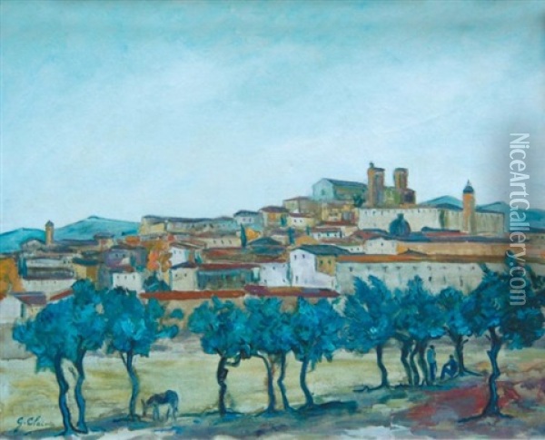 Village Mediterraneen Oil Painting - Georges Jules Victor Clairin