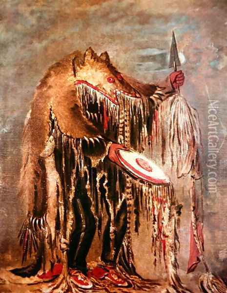 The White Buffalo, c.1840 Oil Painting - George Catlin