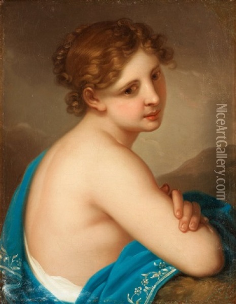Allegorisk Kvinnoportratt Oil Painting - Johann Baptist Lampi the Elder
