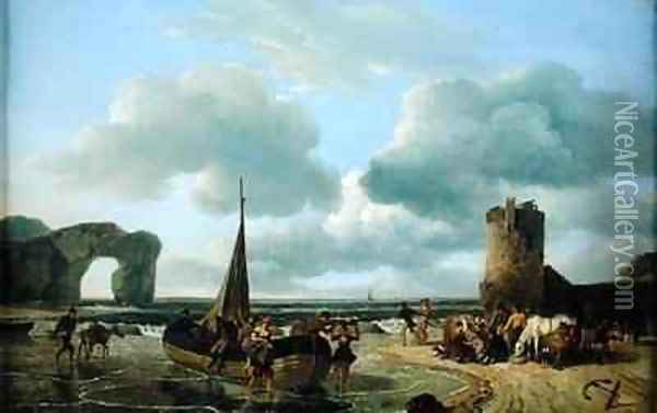 Coastal Scene Oil Painting - Jean Louis (Marnette) De Marne