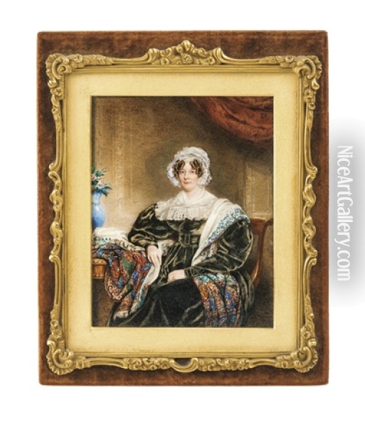 Portrait De Femme, Portant Un Chale Colore Oil Painting - William Egley