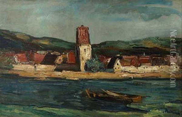 Stadtansicht An Der Donau Oil Painting - Hans Ruzicka-Lautenschlaeger