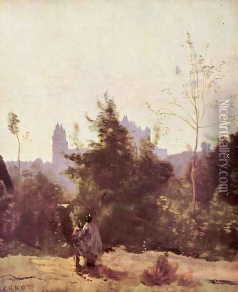 Erinnerung an Pierrefonds Oil Painting - Jean-Baptiste-Camille Corot