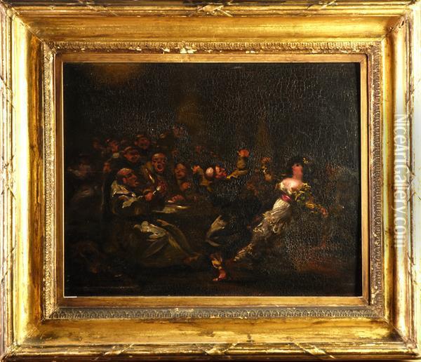 Frati E Ballerina Oil Painting - Francisco De Goya y Lucientes