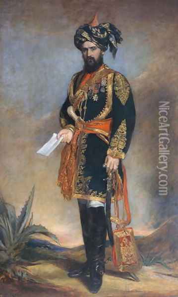 Colonel Probyn CB VC 1833-1924 Honorary ADC to the Viceroy of India and HMs Indian Cavalry, c.1867 Oil Painting - James Rannie Swinton