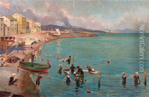 Giornata Di Bel Tempo A Pegli - 1906 Oil Painting - Giovanni Battista Carpanetto