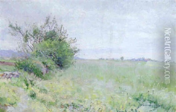 Landskap Om Varen Oil Painting - Carl (August) Johansson