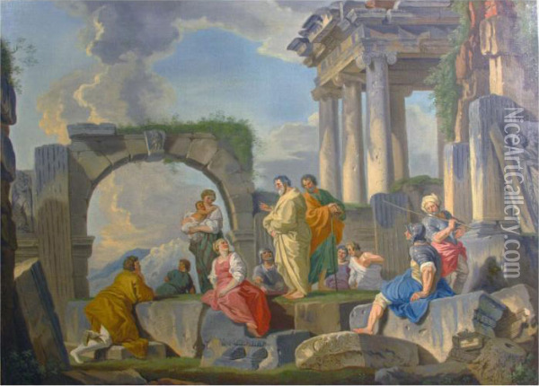 L'apostolo Paolo Predica Sulle Rovine Oil Painting - Giovanni Niccolo Servandoni