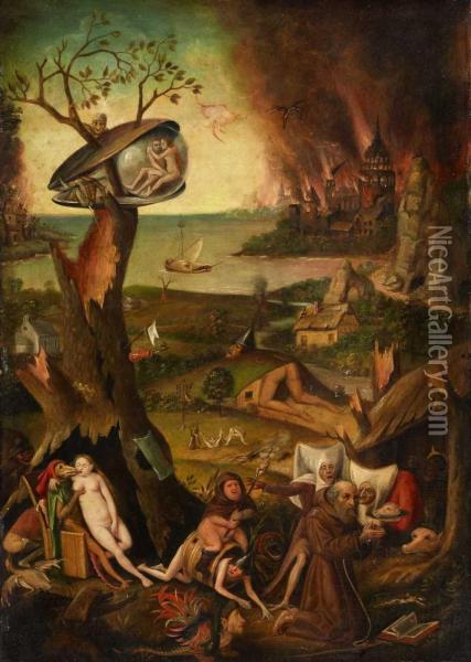 Versuchung Des Heiligen Antonius Oil Painting - Pieter The Elder Brueghel