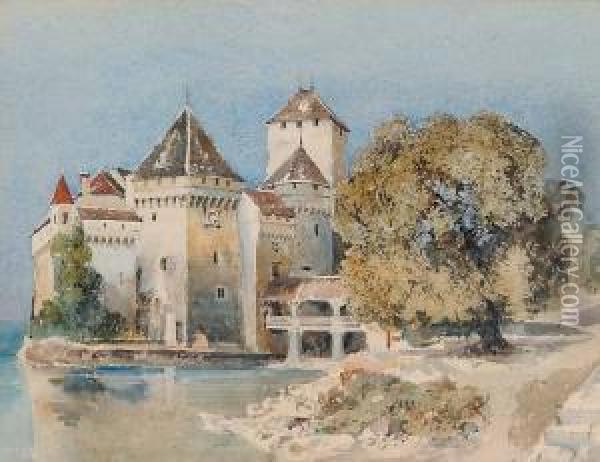 Untitled - Chateau Chillon Oil Painting - Herbert Parsons Weaver