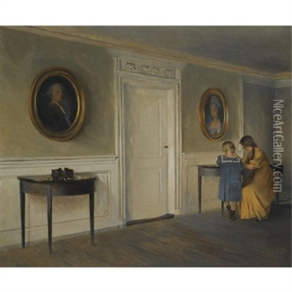 Kunstnerens Datter Pa Liselund (the Artist's Daughters At Liselund) Oil Painting - Peter Vilhelm Ilsted