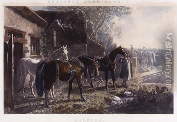 Herring's Farm Scenes Oil Painting - John Frederick Herring Snr
