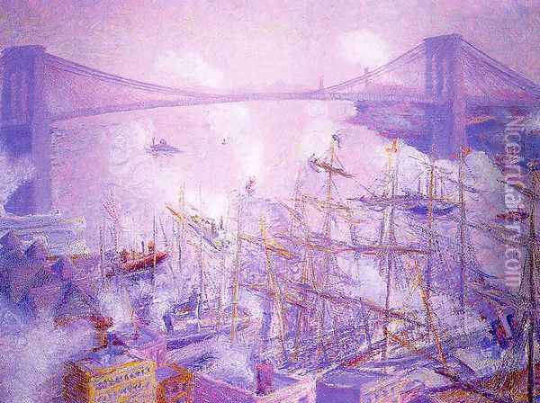 Brooklyn Bridge 1900 Oil Painting - Theodore Butler