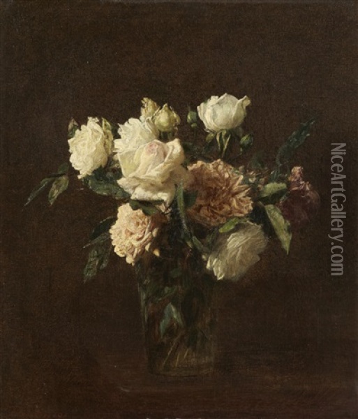 Roses Oil Painting - Henri Fantin-Latour