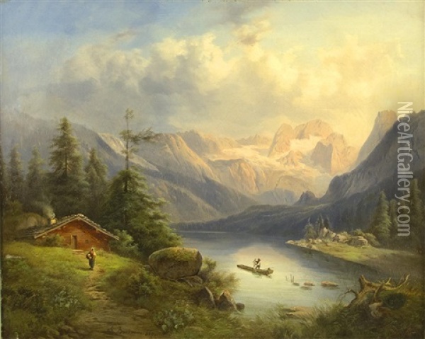 Gosausee Mit Dachstein Oil Painting - Gustav Barbarini