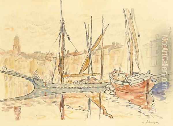 Voiliers dans le port de Saint-Tropez Oil Painting - Henri Lebasque