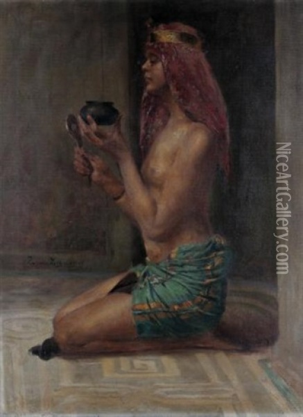 Oriental Lady Oil Painting - Sigmund Vajda