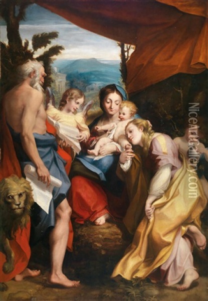 Die Madonna Des Heiligen Hieronymus Oil Painting -  Correggio