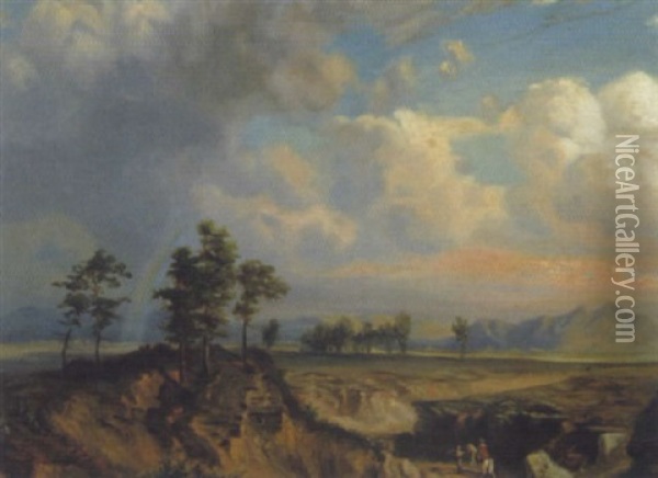 Landschaft Mit Regenbogen Oil Painting - Julius Lange