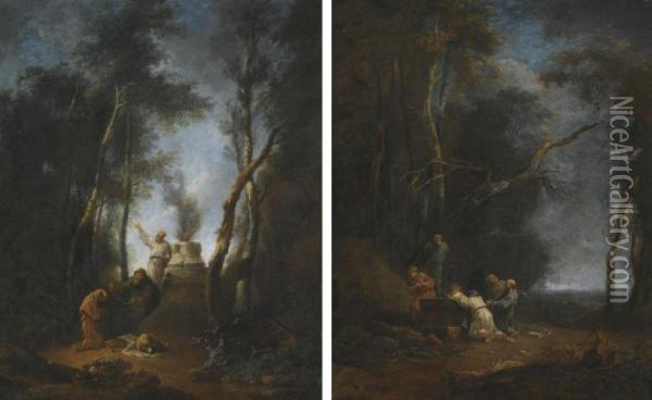 Two Scenes Of Sacrifice Oil Painting - Giuseppe Zocchi