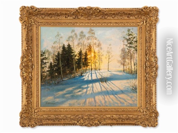 Snow Clearing Oil Painting - Stanislaw Zukowski