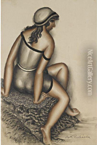 Bathing Girl Oil Painting - Antonin Prochazka