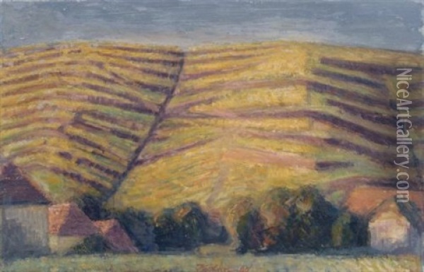 Weinberg Goldener Wagen Oil Painting - August Kuehne