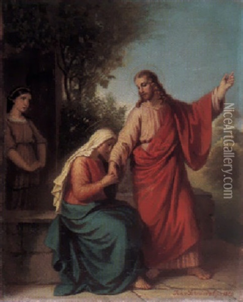Christus Und Maria Magdalena Oil Painting - Johann von Schraudolph